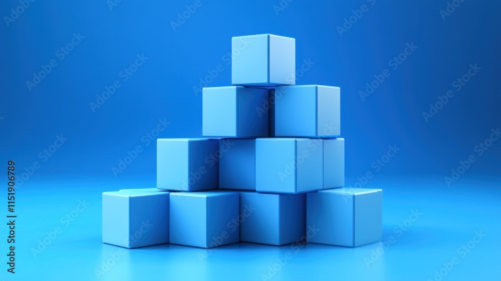 Blue Cube Stack: Abstract Minimalist 3D Render Blue Cube Stack: Abstract Minimalist 3D Render