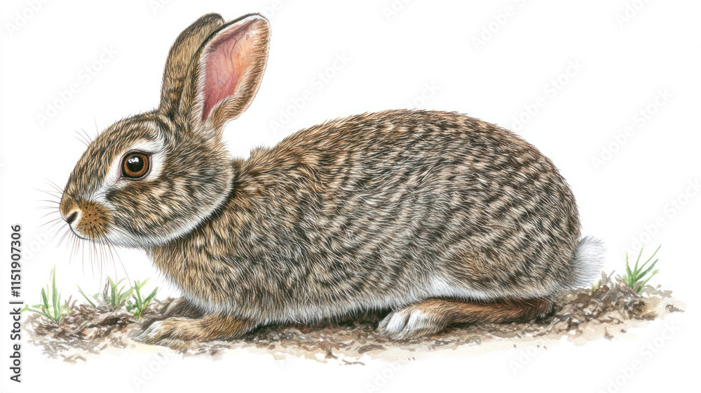 Fototapeta premium Eastern Cottontail Rabbit Illustration