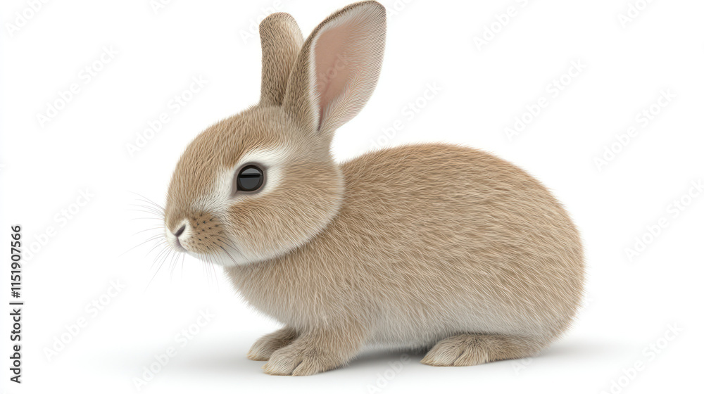 Obraz premium A cute white rabbit isolated on a white background