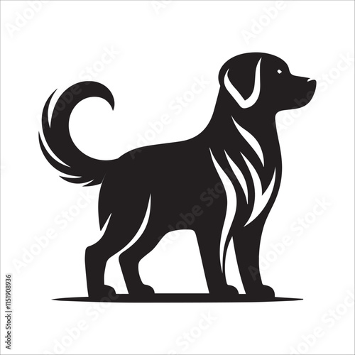 Dog black Silhouette vector isolated on a white background 