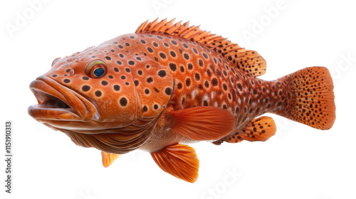 Vibrant orange spotted fish swimming gracefully. transparent background photo