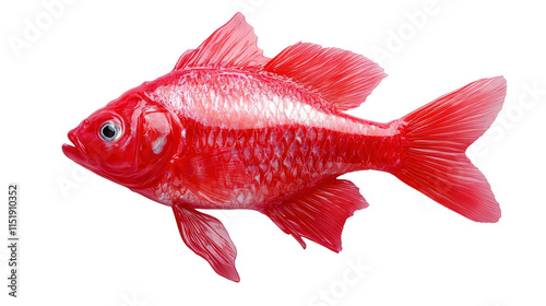 Vibrant red fish swimming gracefully. transparent background