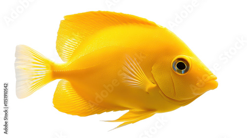 Vibrant yellow fish swimming gracefully. transparent background