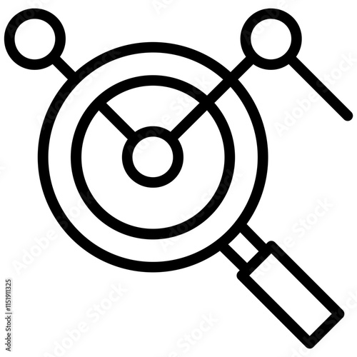 Data Research Outline Icon, Black And White Outline Icon Symbol