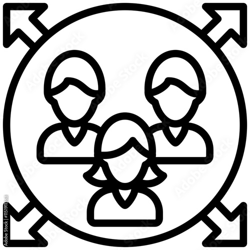 Outsourcing Outline Icon, Black And White Outline Icon Symbol