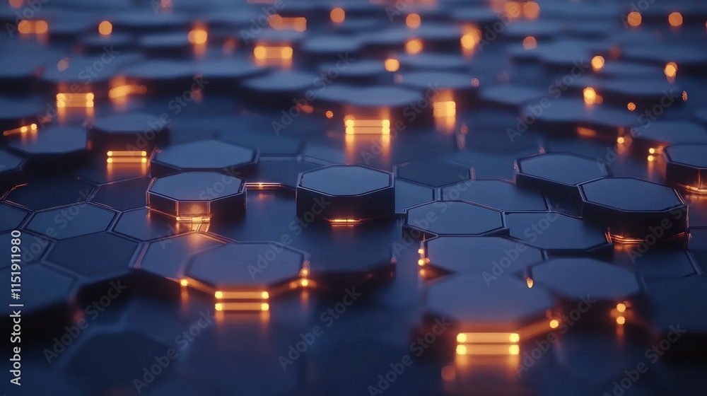 Obraz premium Abstract Hexagon Pattern: Glowing Network