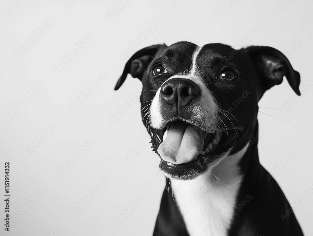 Fröhlicher Hund mit strahlendem Lächeln vor neutralem Hintergrund
Fröhlicher Hund mit strahlendem Lächeln vor neutralem Hintergrund