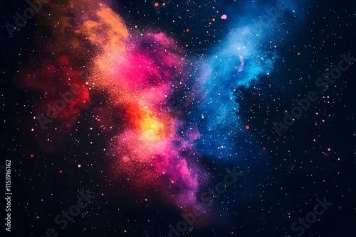 Vibrant cosmic nebula with colorful starry details