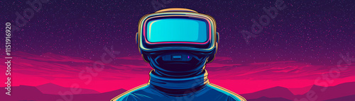 Wallpaper Mural Immersive virtual reality explorer in vibrant cosmic landscape Torontodigital.ca