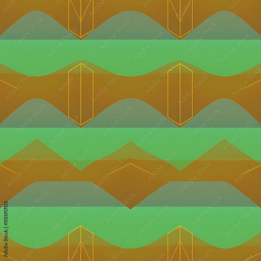 Abstract Geometric Pattern: A mesmerizing interplay of abstract geometric shapes in muted green and gold hues creates a dynamic and modern seamless pattern. Abstract Geometric Pattern: A mesmerizing interplay of abstract geometric shapes in muted green and gold hues creates a dynamic and modern seamless pattern.