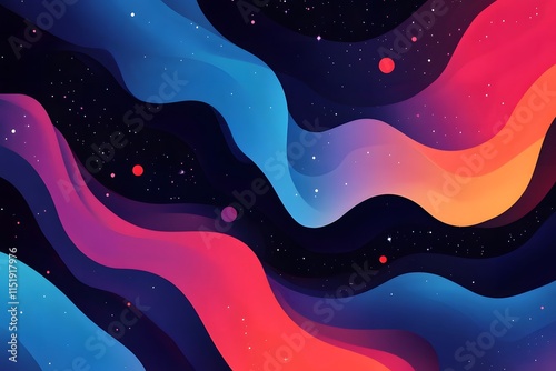 Flowing abstract waves with starry cosmic background