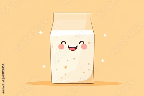 Happy Cartoon Milk Carton Smiling Cheerfully photo