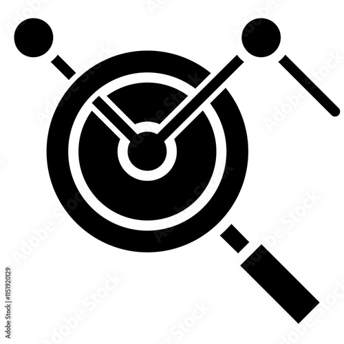 Data Research Glyph Icon, Black And White Glyph Icon Symbol
