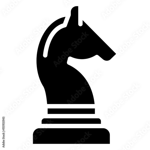 Knight Chess Horse Glyph Icon, Black And White Glyph Icon Symbol