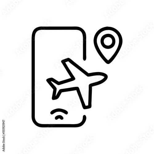 Travel app icon featuring smartphone, airplane, and location pin for travel planning concept
