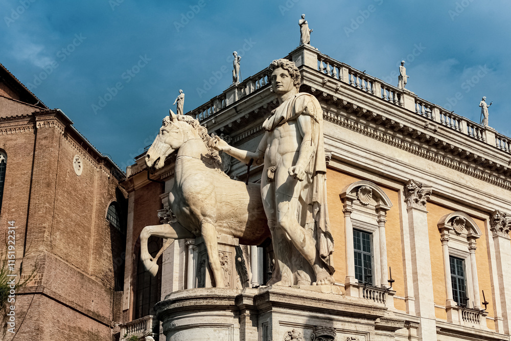 Fototapeta premium Statue dei Dioscuri sulla Cordonata Capitolina. Roma, Italia