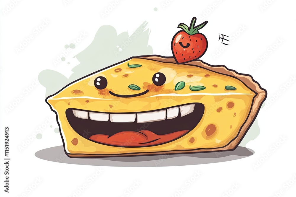 A Happy Cheese Tart with Strawberry Topping Smiles