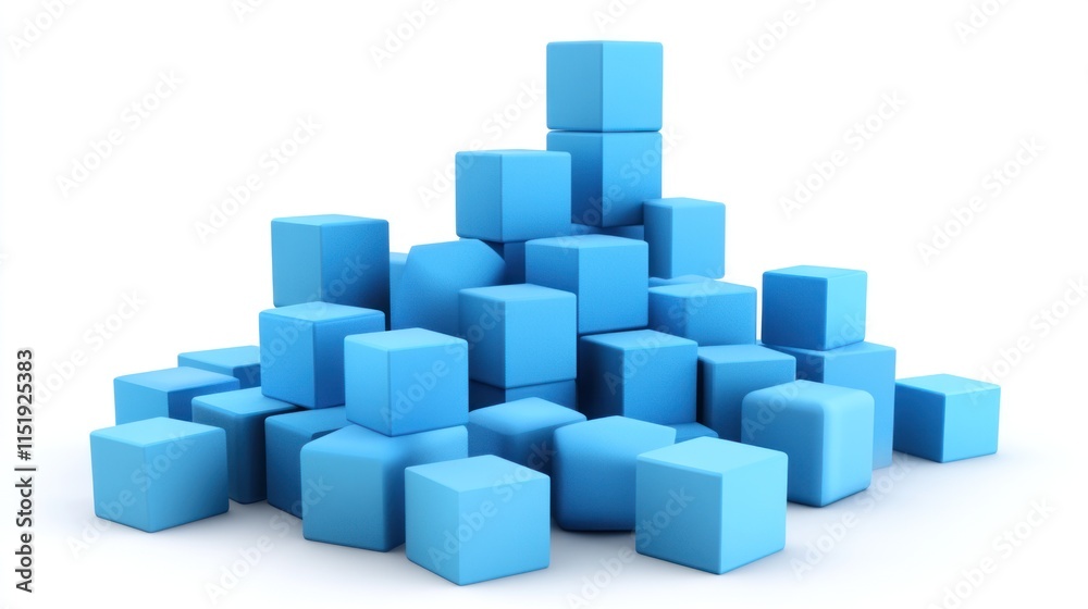 Abstract Blue Cubes Composition: A 3D Render of Stacked Blocks Abstract Blue Cubes Composition: A 3D Render of Stacked Blocks