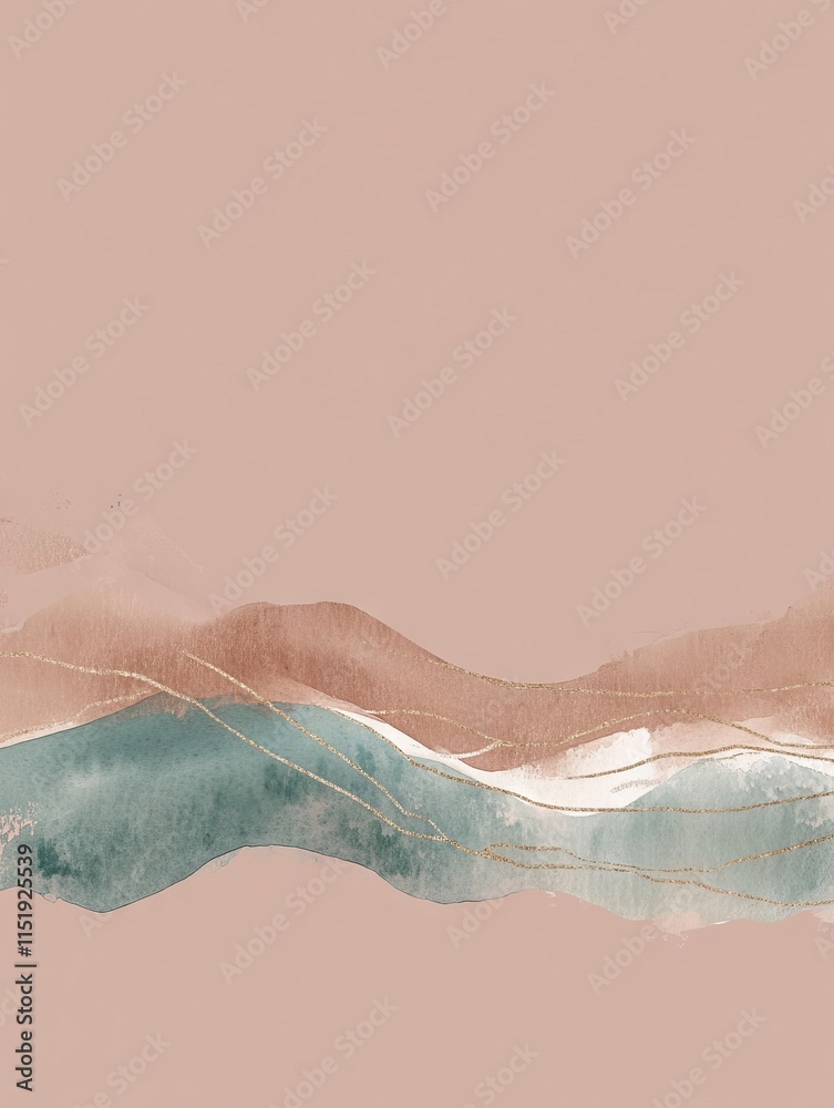 Obraz premium Abstract Watercolor Wall Art with PANTONE 17-1230 Mocha Mousse Tones