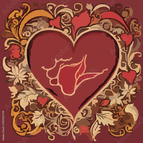 赤いハートのフレームのベクターイラスト