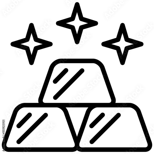 Gold Bars Outline Icon, Black And White Outline Icon Symbol