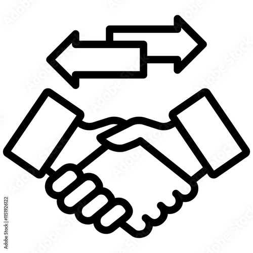Agreement Outline Icon, Handshake Outline Icon, Black And White Outline Icon Symbol