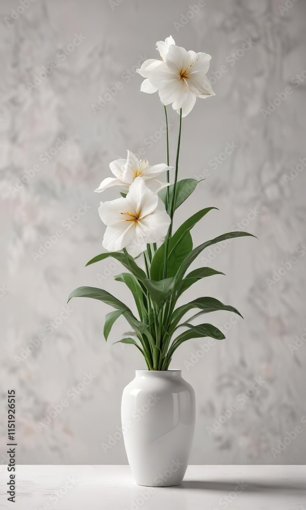 A single-stemmed flower houseplant in a delicate white vase, botany, vases, plants A single-stemmed flower houseplant in a delicate white vase, botany, vases, plants
