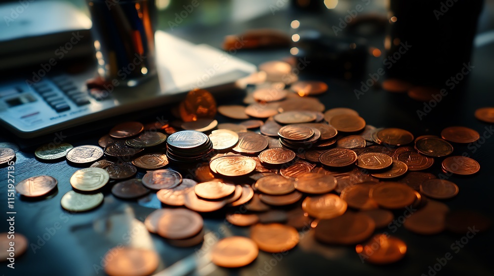 A Close-up of a Scattered Pile of Copper Coins A Close-up of a Scattered Pile of Copper Coins