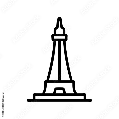 Tower icon representing architectural monument for tourism and cultural heritage concept