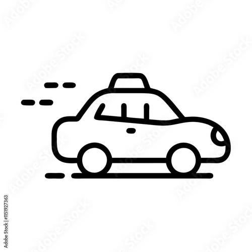 Taxi car, fast movement, urban transport, hand-drawn style