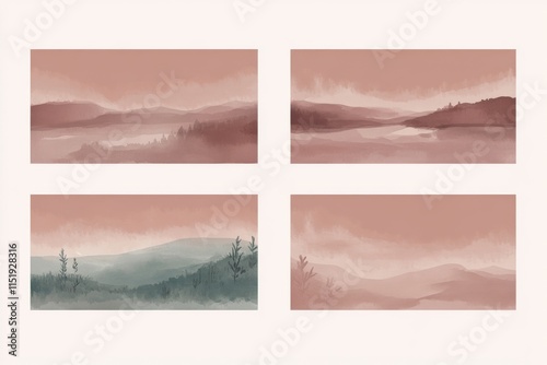 Abstract Watercolor Wall Art with PANTONE 17-1230 Mocha Mousse Tones