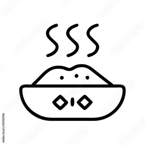 Local cuisine icon featuring steaming dish for culinary travel and food culture concept