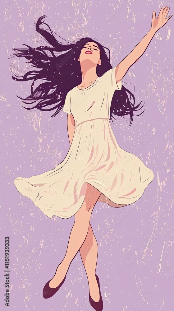 Young Woman Floating Gracefully In A Dress Young Woman Floating Gracefully In A Dress