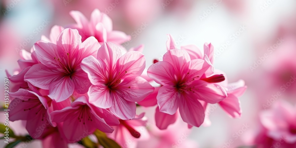 Obraz premium Delicate pink blossoms with soft petals and a gentle blur in the background, a celebration of nature's beauty and a symbol of spring's arrival.