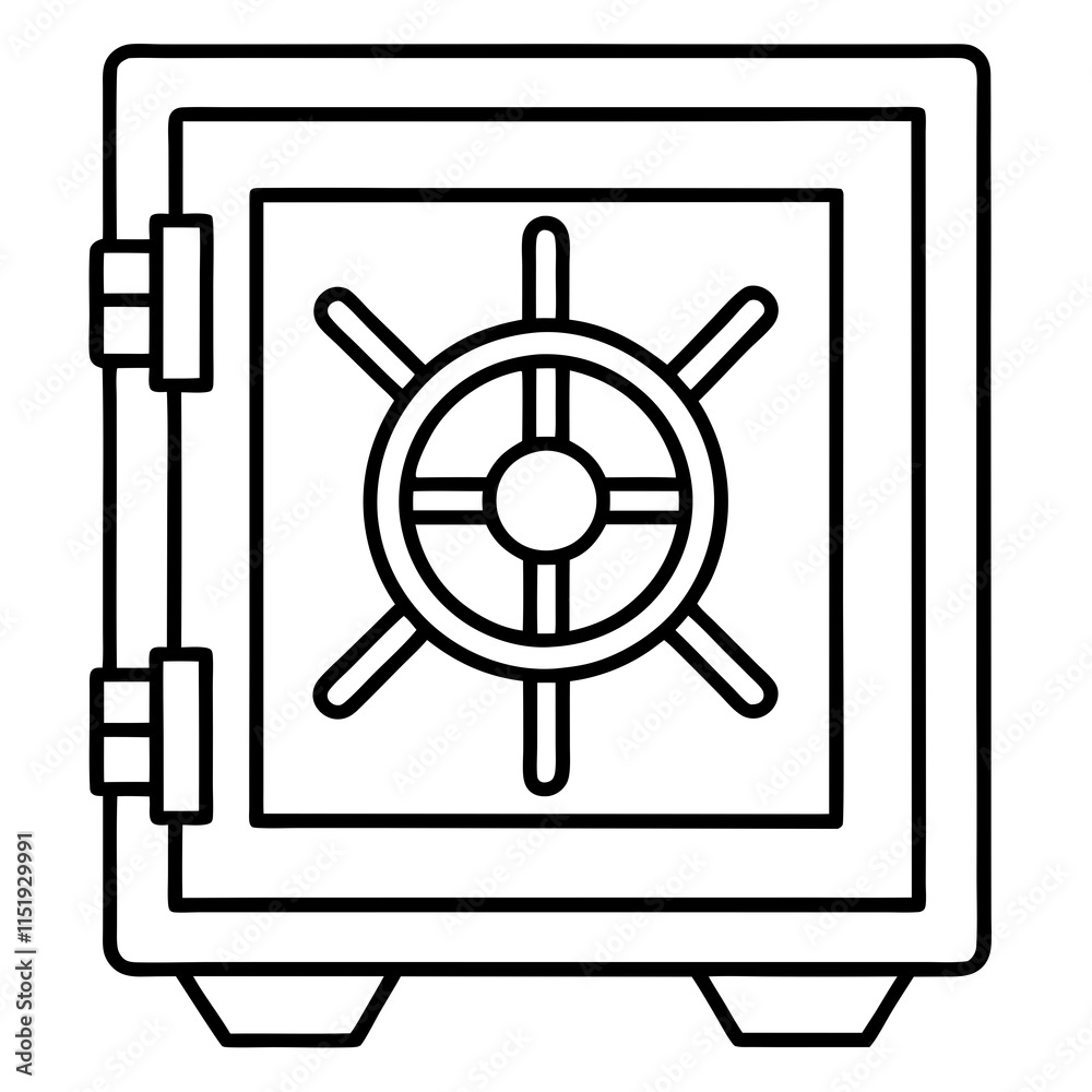 Safe Vault Line Art Vector Illustration Safe Vault Line Art Vector Illustration