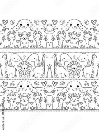 Animal pattern coloring pages for kids