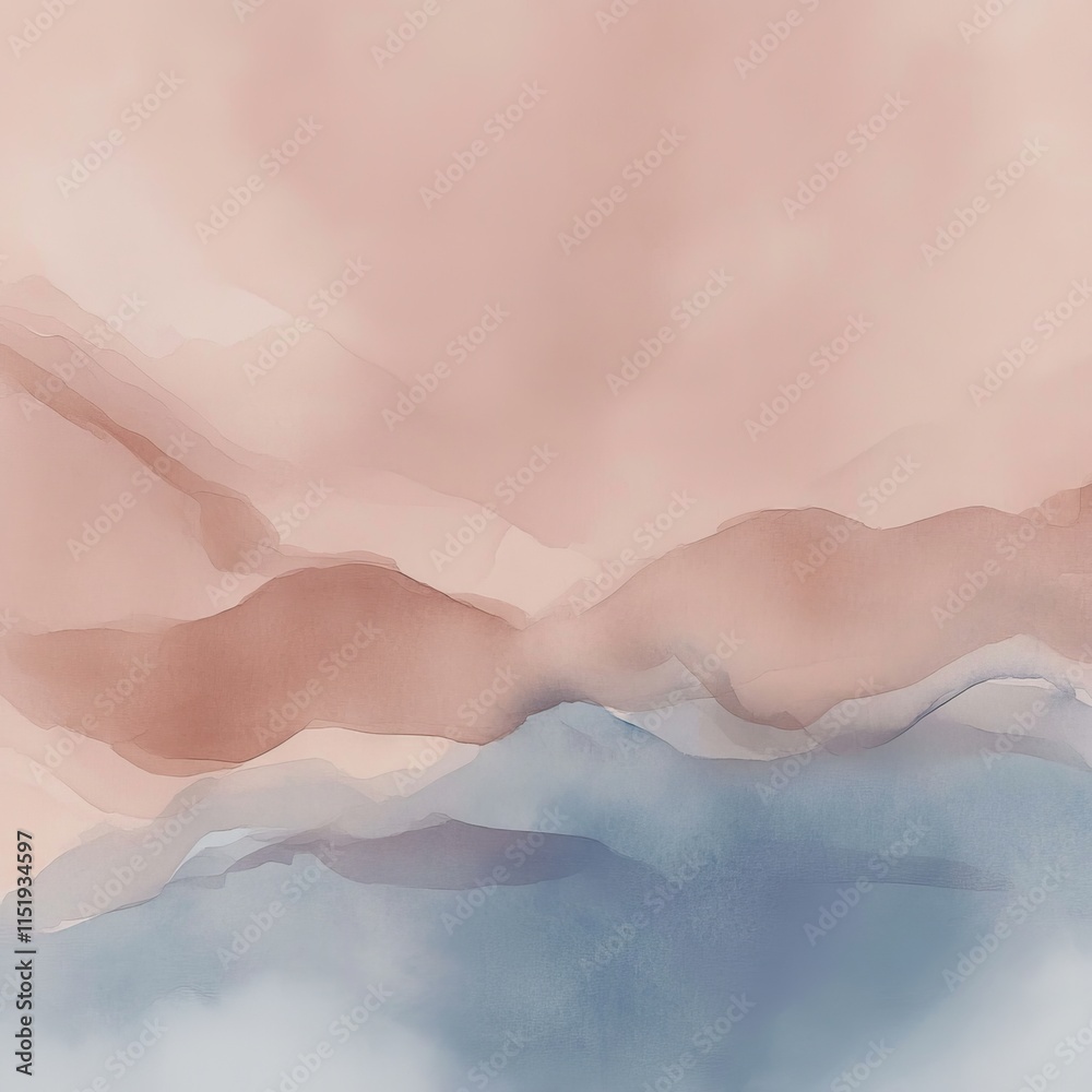 Fototapeta premium Abstract Watercolor Wall Art with PANTONE 17-1230 Mocha Mousse Tones
