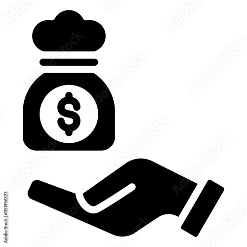 Lender Glyph Icon, Black And White Glyph Icon Symbol