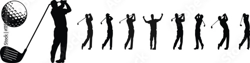 Golf Player Silhouette Digital Download Set. Ideal for Personalized Gifts and Custom Creations.