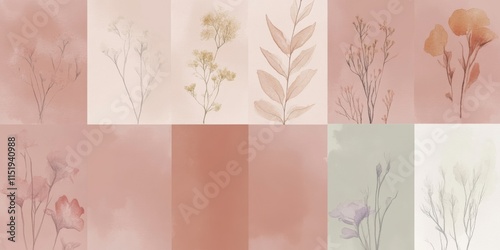 Abstract Watercolor Wall Art with PANTONE 17-1230 Mocha Mousse Tones