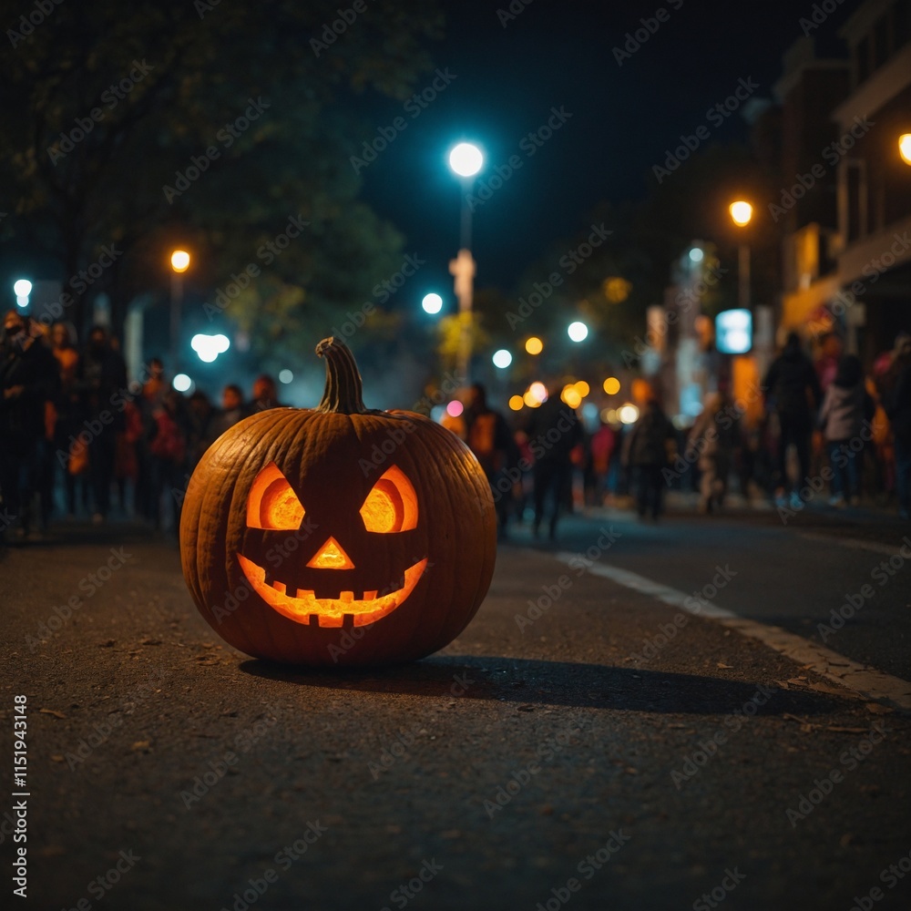 Fototapeta premium halloween pumpkin on the street