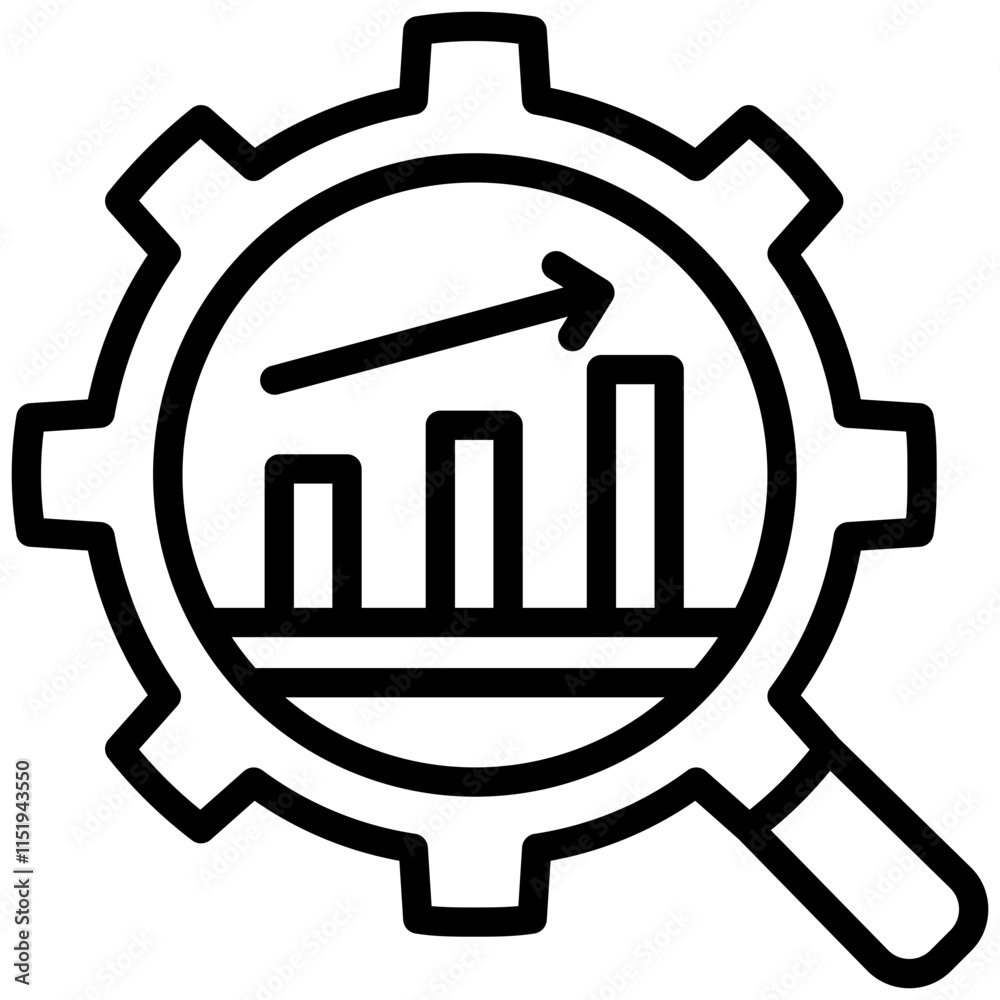 Data Analysis Outline Icon, Black And White Outline Icon Symbol