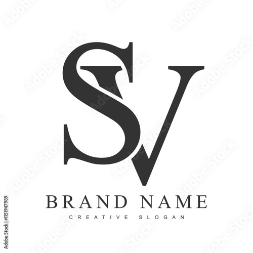 SV trendy logotype template. Initial letter s and v classic font style. Creative logo for company name or identity. photo