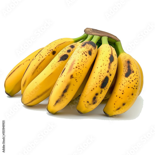 Bunch of ripe bananas isolated on transparent background