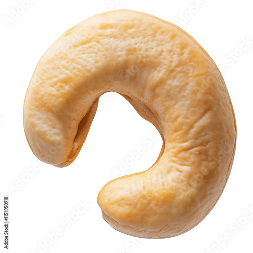 Single cashew nut floating on transparent background