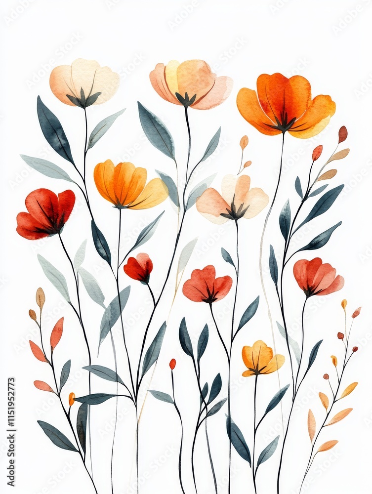 Obraz premium Elegant Watercolor Floral Bouquet with Colorful Flowers