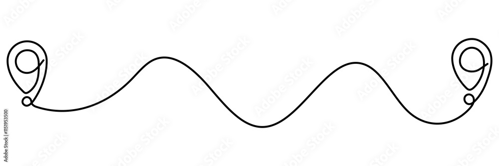 Location markers path continuous line art drawn. GPS navigation symbol. Travel destination concept. Vector illustration isolated on white. Location markers path continuous line art drawn. GPS navigation symbol. Travel destination concept. Vector illustration isolated on white.