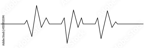 Heartbeat cardiogram continuous line art drawn. Heart pulse and rate symbol. Vector illustration isolated on white.