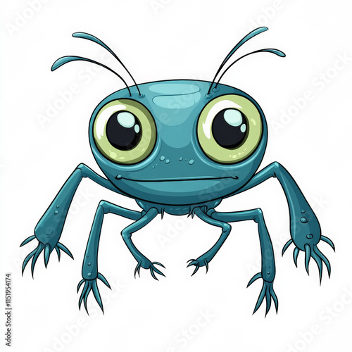 Alien bug cartoon isolated on white photo