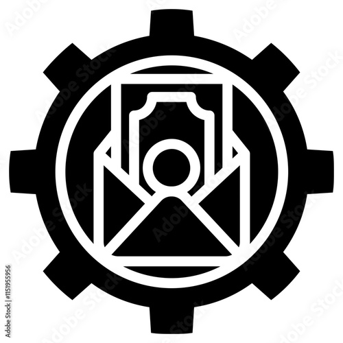 Paycheck Glyph Icon, Black And White Glyph Icon Symbol